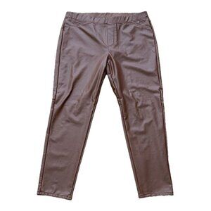 J. Jill Women's Large Petite Legging Skinny Pants Brown Faux Leather Pull On